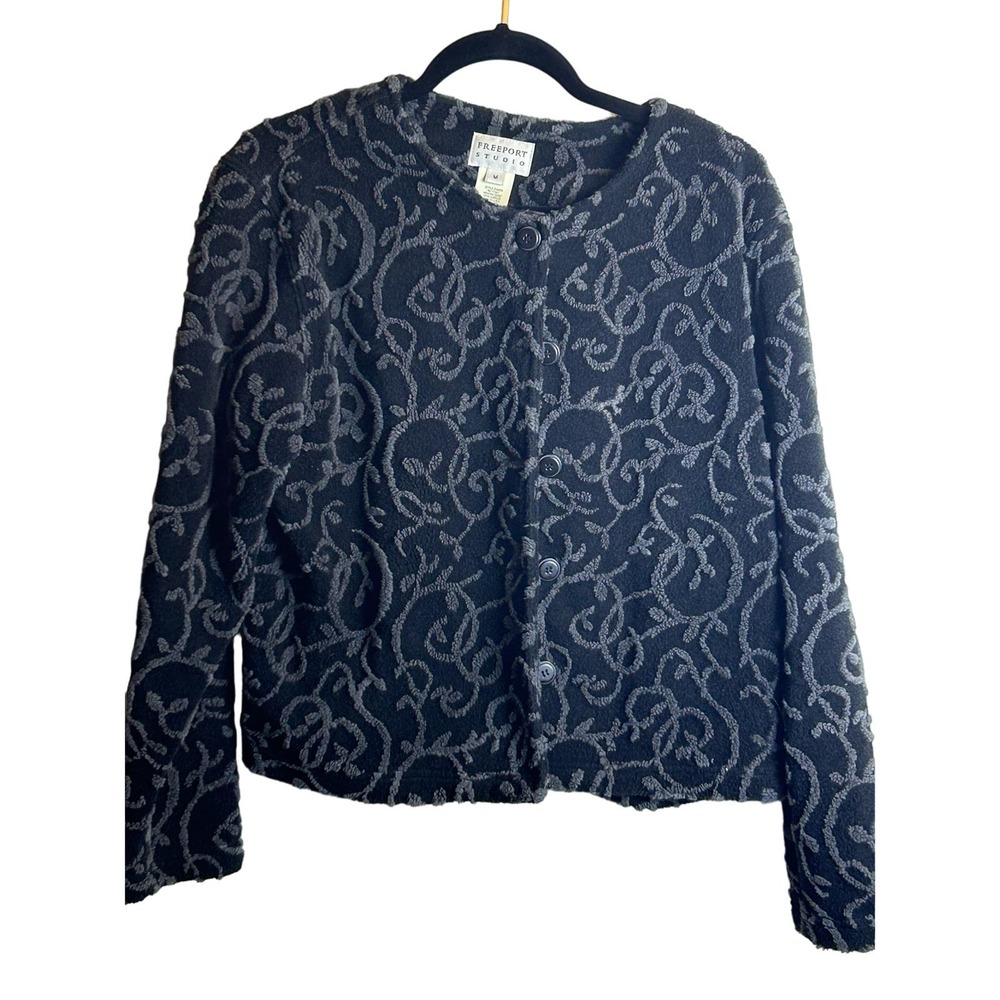 Freeport Studie Black Sweater Medium Teddy Bear Style with Elegant Design
